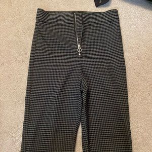 White and gray plaid pants